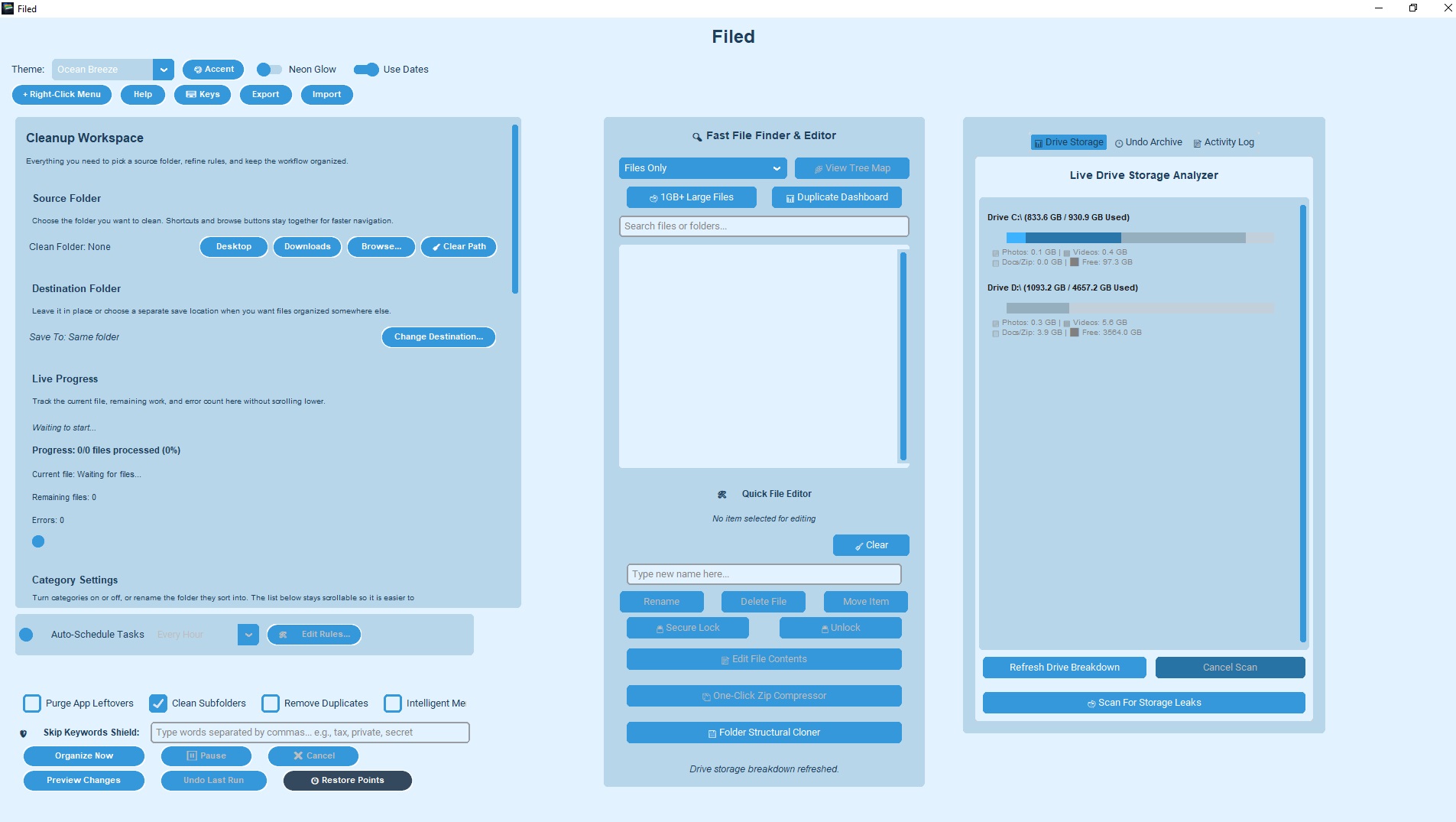 Filed preview panel displaying planned file moves before execution.